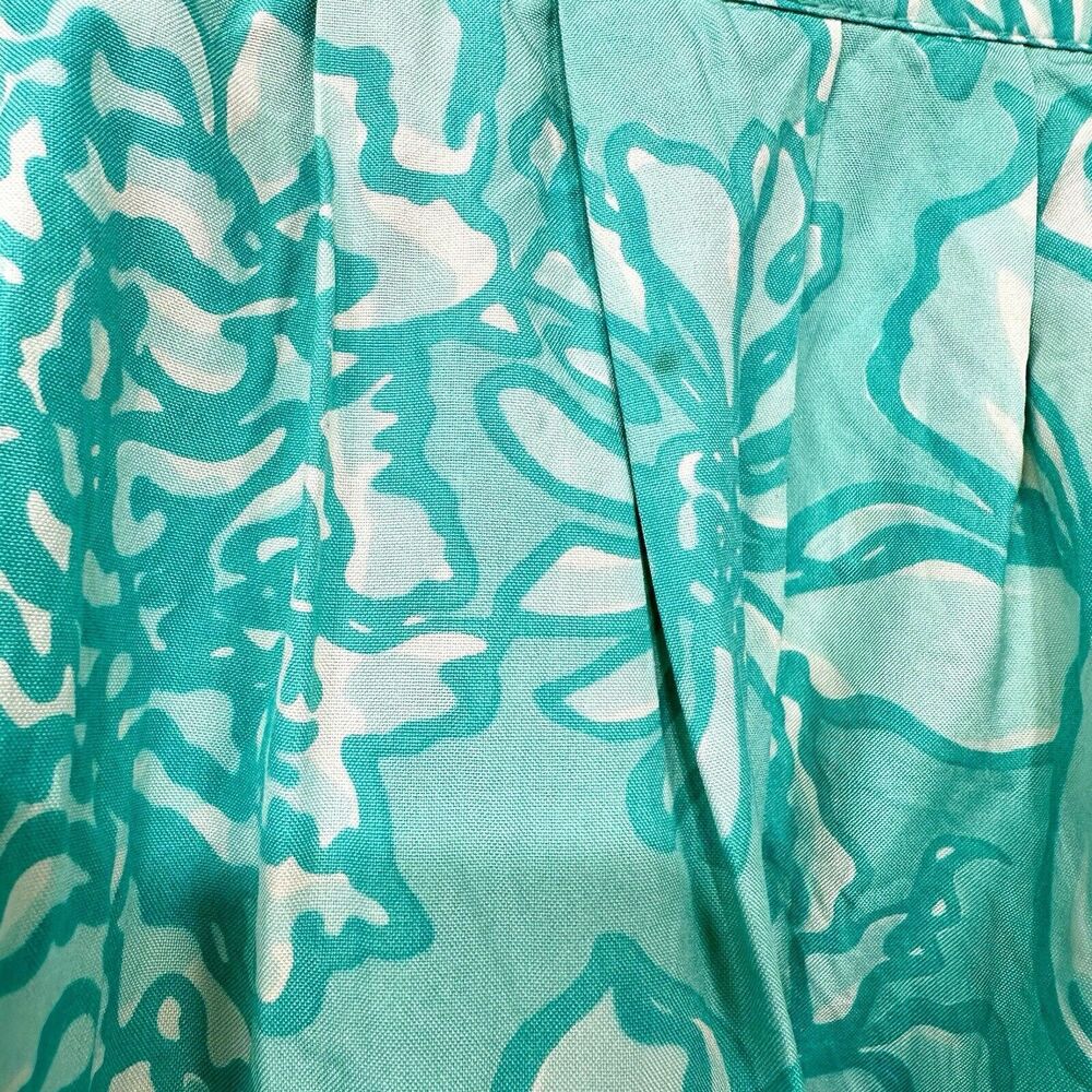 Vintage 90's Lilly Pulitzer Teal/Green Summer Silk Floral Skirt WM 12 - Picture 3 of 6